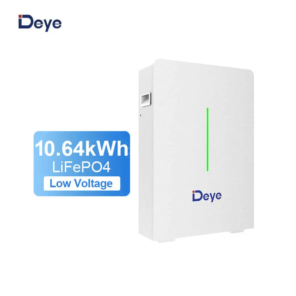 Deye ESS Battery 51.2V 200Ah 10.24kWh Hybrid Grid Solar Inverter System LiFePO4 IP54 Wall-Mounted Low Voltage Batteries
