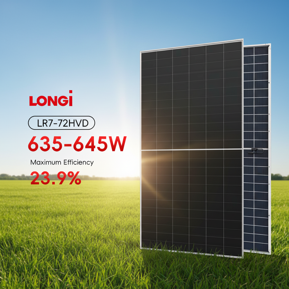 Longi N Type High Efficiency Solar Panel 635 to 645W Bifacial PV Modules for Home Rooftop Project