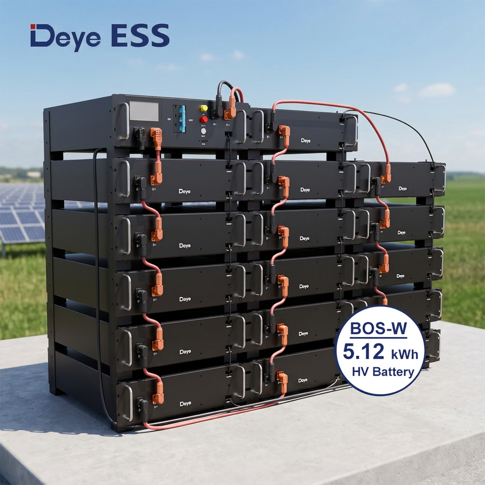 Deye BOS-W LiFePO4 Lithium Battery Pack 100Ah 5.12kWh Solar Energy Storage System User Friendly Easy Operation